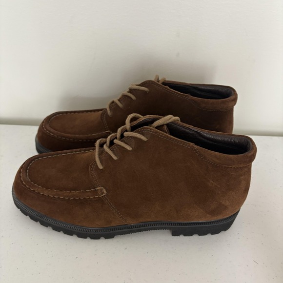 VTG LL Bean Boots Womens 9 Medium Suede Leather Moc Toe Rugged Outdoor Shoes - Picture 1 of 9